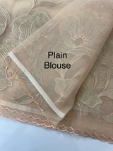 Organza saree with tissue applique work MS5081- Pastel DuskyPeach