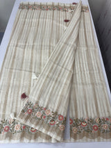 Mul chanderi saree with embriodery & zari lines MSH272