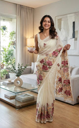Tissue Organza saree MS14541- Offwhite