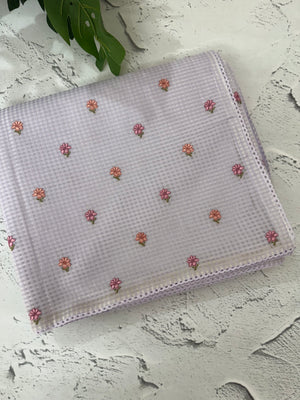 Moonga checks saree with embroidery MSH244 Lavender