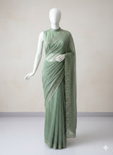 Handworked Designer tissue silk blend saree with sequins & cutdana work - MSHW270