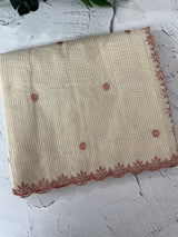 Chanderi Tissue silk saree with scalloped borders - MNM222 (thin lines)