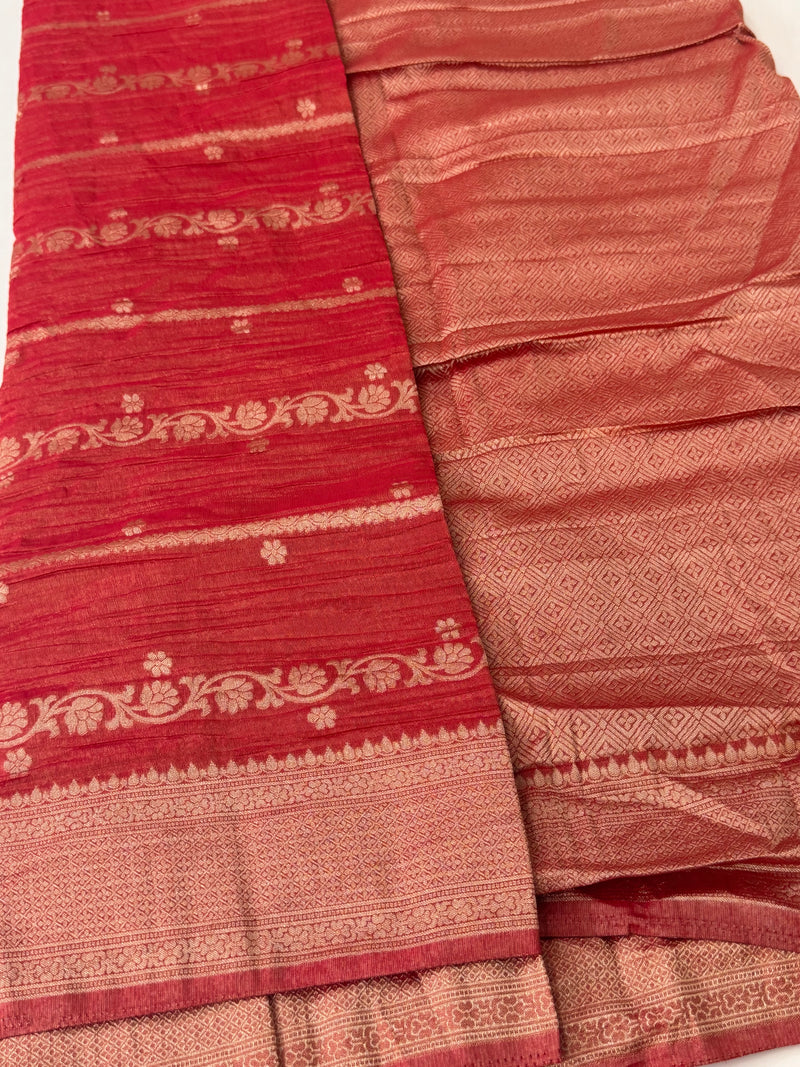 Banarasi crush georgette saree- MS1341 ReddishOrange