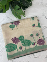 Jamdani silk Cotton Saree with lotus motifs MSJ790(5)