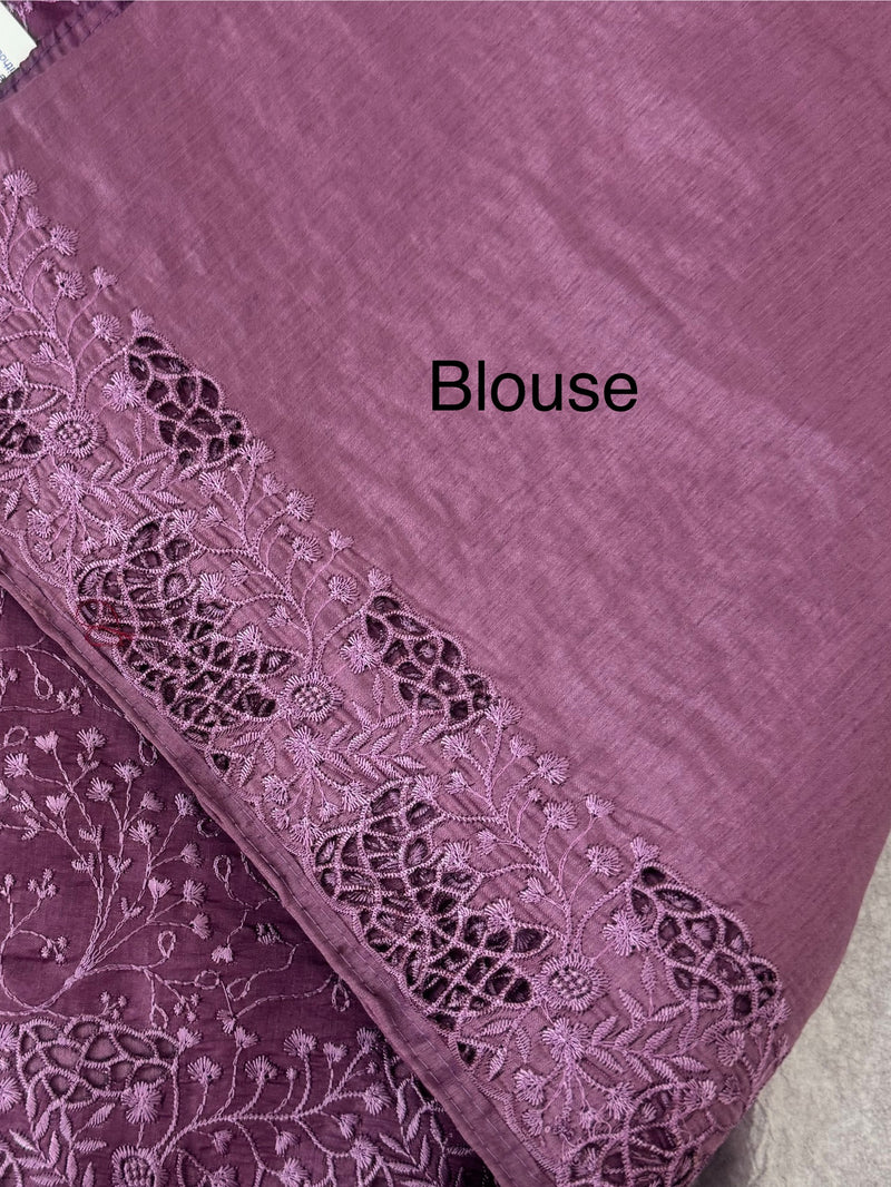 Cutwork Blended tussar saree with thread work MTS9078