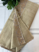 Cutwork semi Tussar saree MSTS362