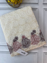 Cutwork Phulkari NetKota Embroidery saree - OffWhite