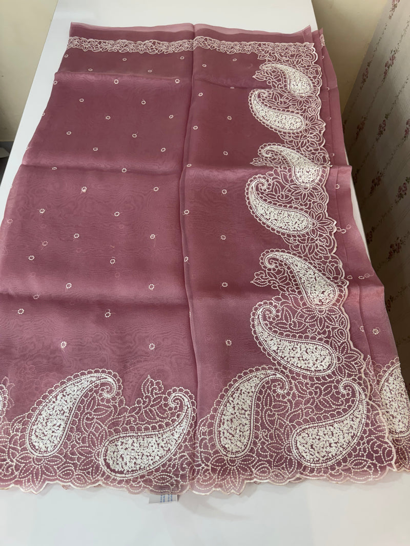 Viscose Organza saree with embriodery-MS14414
