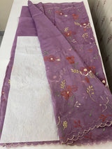 Crush Organza saree with embroidery work MBS699 Lavender