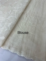Mul chanderi applique work saree  MSH115 - Offwhite