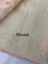 Moonga checks saree with Applique work  MSH160 - Cream & Peach