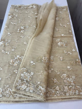 Tissue Organza saree with thread work  MS14931 - Beige