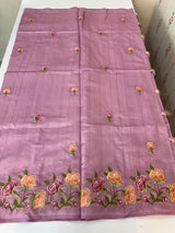 Art tussar saree with embroidery MST677 DustyOnionPink