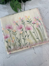 Mul chanderi embriodery saree with scalloped borders MSH176