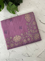Mul chanderi tissue applique saree MSH151- LightPurple