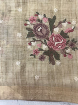 Premium Tussar-linen saree with cross stitch embroidery MLS16186