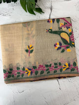 Jamdani silk Cotton Saree with peacock motifs  MSJ788 (2)