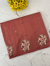 Blended tussar silk saree with embroidery- MS1072 DarkPeach