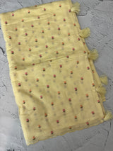 Malai chanderi saree with thread work MSM4569 ButterYellow