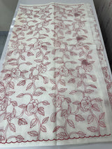 Netkota embriodery saree MS1494 - White to Red