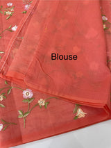 Kota Supernet embriodery saree SHSNYNM- DarkPeach