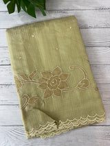 Soft tissue kota checks saree with applique work - MSH5407 LimeGreen