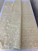 Moonga checks saree with embroidery MSH219 Ivory (2)