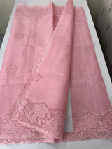 Viscose Organza saree with applique work-MSH101 (2) Pink