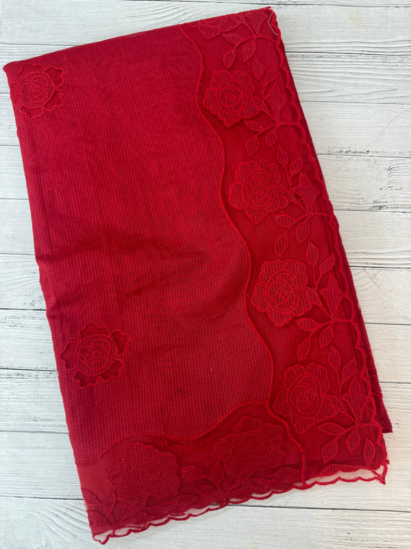 NetKota Applique work saree  MSH110- Red