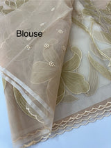 Organza saree with tissue applique work MS5081- Pastel DuskyPeach