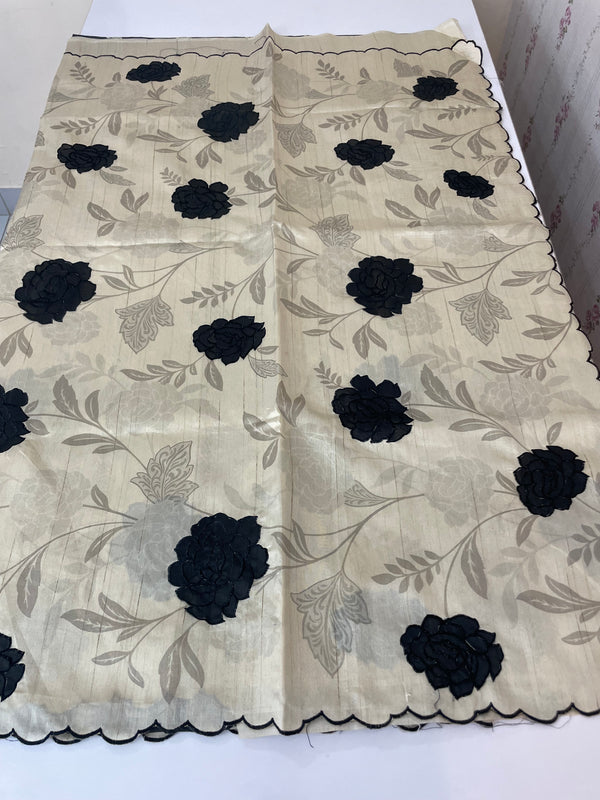 Semi tussar appliqué work saree MTS6589