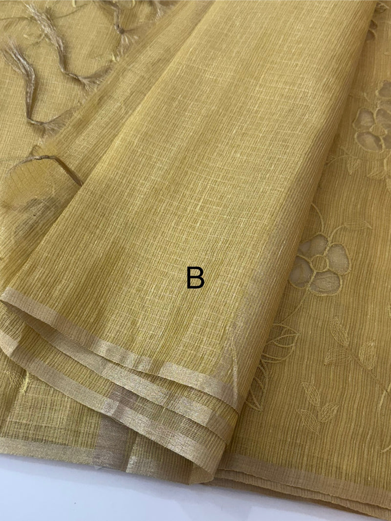 Kota Tissue Silk applique work saree MS49811 - DuskyYellow