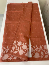 Blended Tussar silk saree with applique work- MSH200 Rust