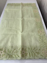 Khadi supernet applique work saree  MSH167 PastelGreen