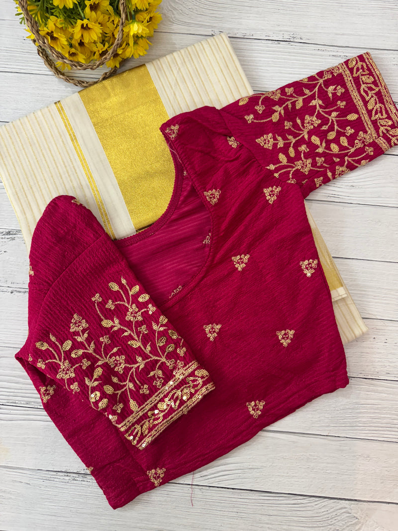 Stretchable Readymade blouse with sequence work- MSBL