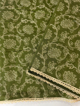 Blended tussar silk saree with embroidery- MSH158 MossGreen