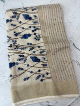 Tissue linen saree with embroidery MLS8977