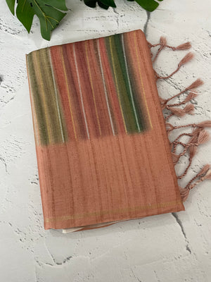 Multi color Semi soft silk saree with borders MSS590