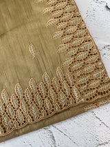Blended tussar saree with cutwork border- MSHK691 - Chikoo