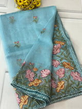 Tissue Organza saree MS14717- Blue