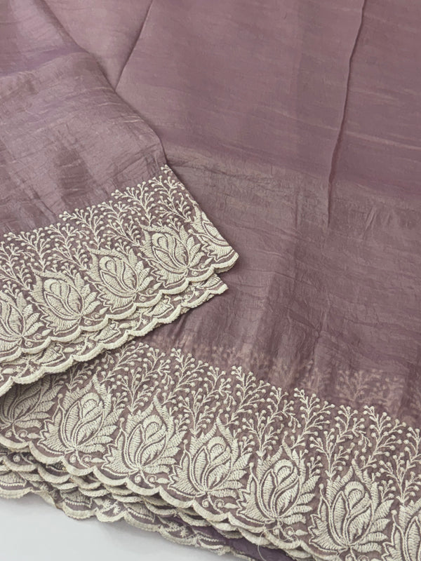 Crush Organza embroidery saree MS9739 Dusky Mauve