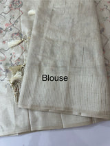 Blended tussar saree with embriodery - MS8665 Cream