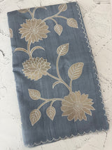 Blended Tussar silk saree with tissue applique work- MSH193 DuskyBlue