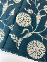 Viscose organza is saree with applqiue work - MSH930 Teal