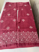 Kota checks saree with embroidery SVTS31 Pink
