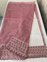 Glassy tissue organza saree with embroidery FKSF133- OnionPink