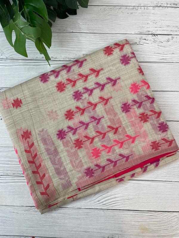 Jamdani silk Cotton Saree with blouse MS12551