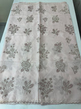 Soft kota silk saree with applique embroidery and scalloped border MS15231- PastelPink