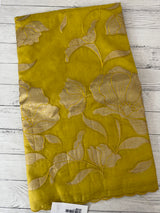 Semi Organza saree with tissue applique work MS5081- LimeGreen( Yellow Green mix)