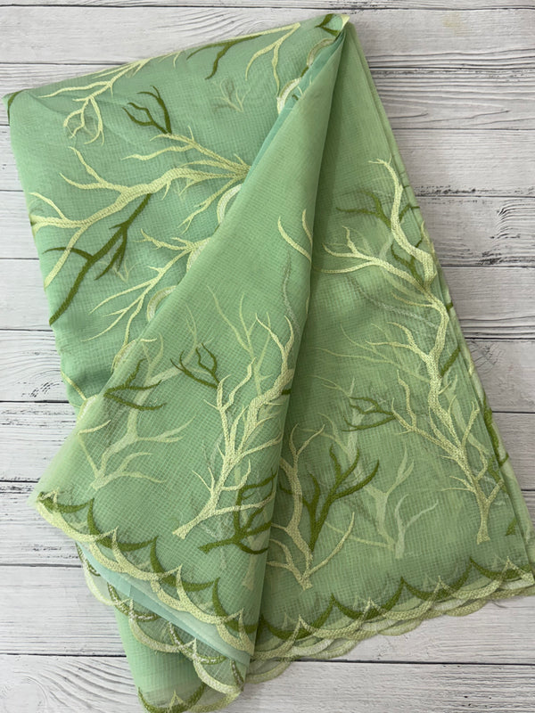 Kota silk embroidery saree  MSH125- Pista Green